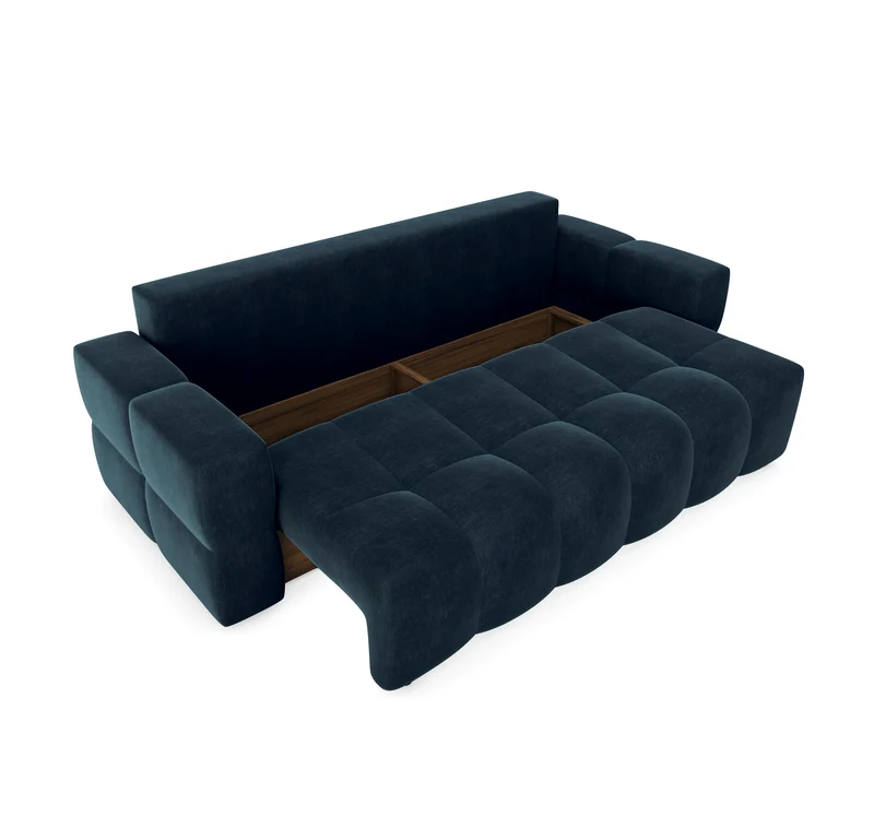 Canapé 4 places convertible GABRIEL Velours - Avec coffre de rangement