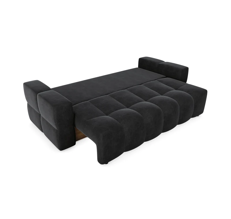 Canapé 4 places convertible GABRIEL Velours - Avec coffre de rangement
