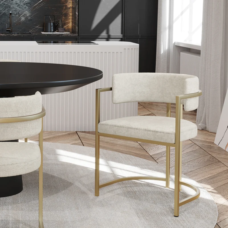 Chaise AVA Velours texturé pieds dorés