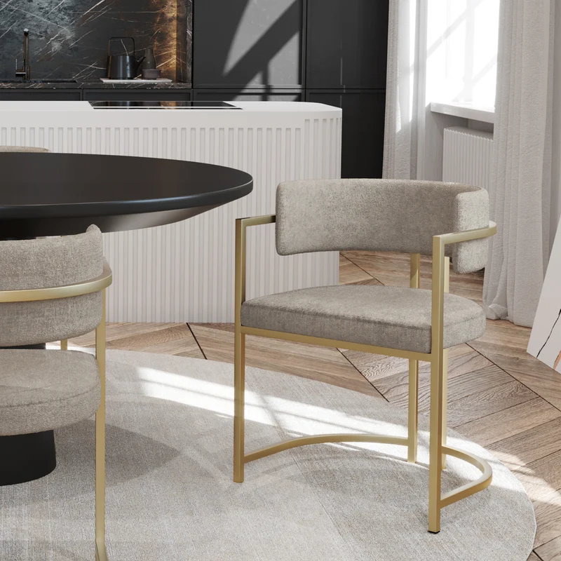 Chaise AVA Velours texturé pieds dorés