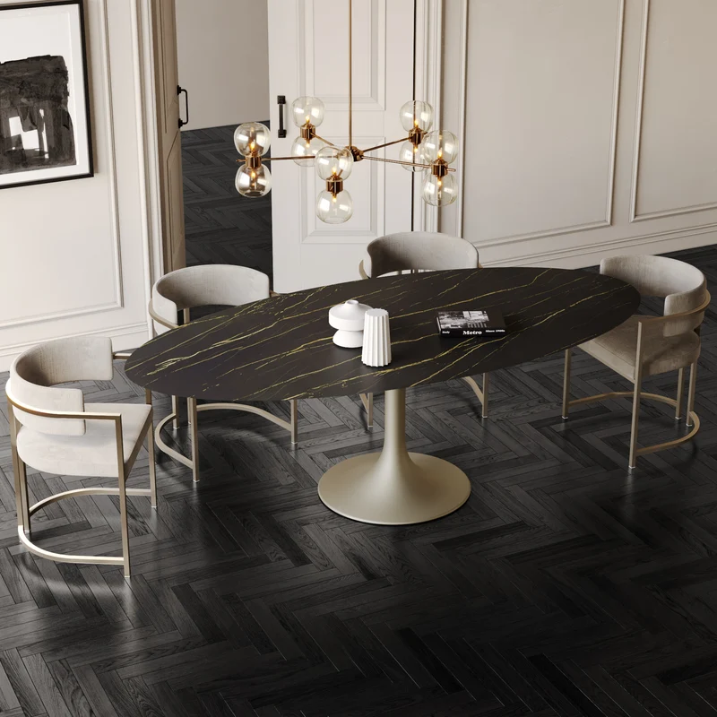 Table fixe NYMPHEA pied doré 180x90x75cm