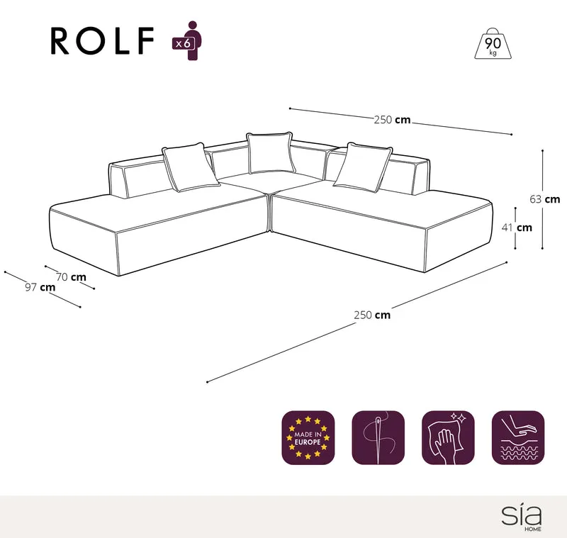 Canapé d'angle ROLF Tissu effet cuir vintage