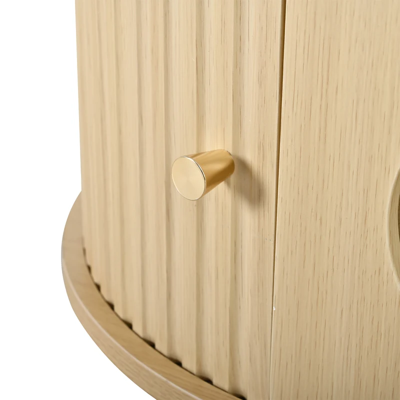 Table basse effet bois chêne 1 tiroir & portes coulissantes RIFTVALTHYNATH