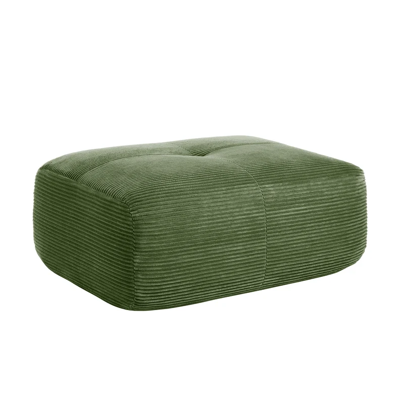 Pouf ottoman en velours côtelé vert kaki, 92.5*75*44 cm TERMINATION