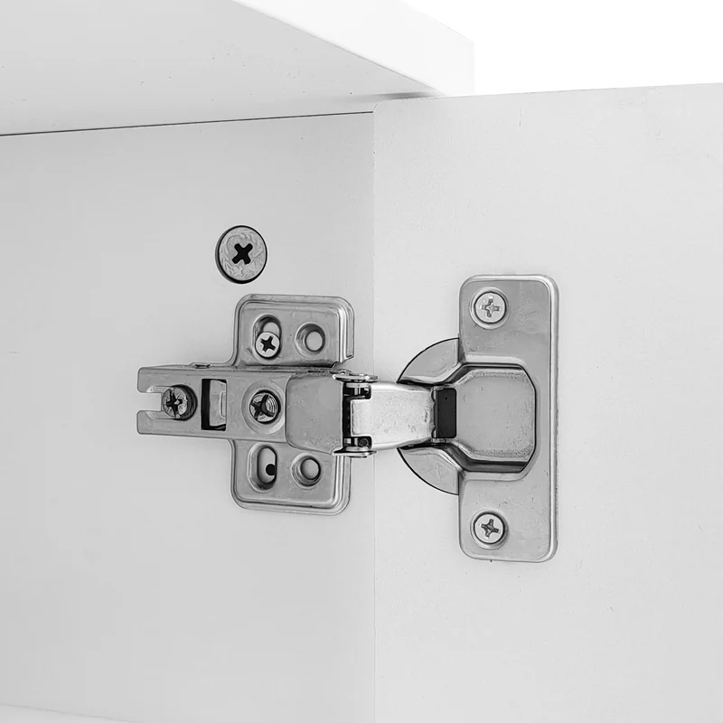 Meuble TV blanc luxueux avec portes sculptées et pieds dorés AEKRON G