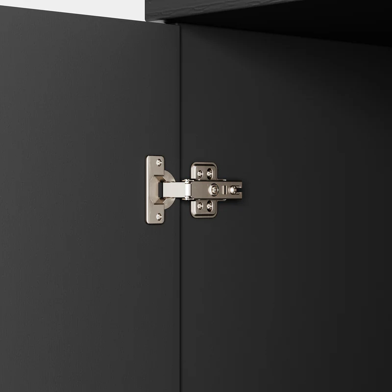 Buffet noir 2 portes façade texturée et détails dorés 60x30x70 cm VERTEXKRYOSYNATH