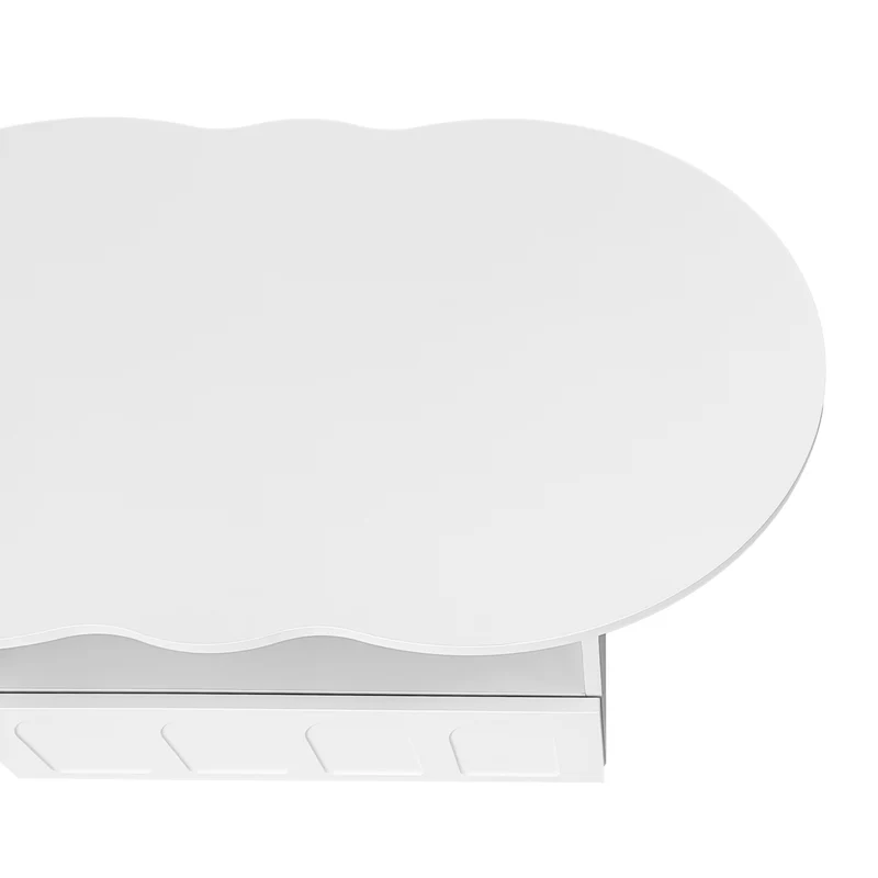 Table basse blanc forme nuage avec tiroir et niche 100x60x40,5 cm RIFTMYRKONOR