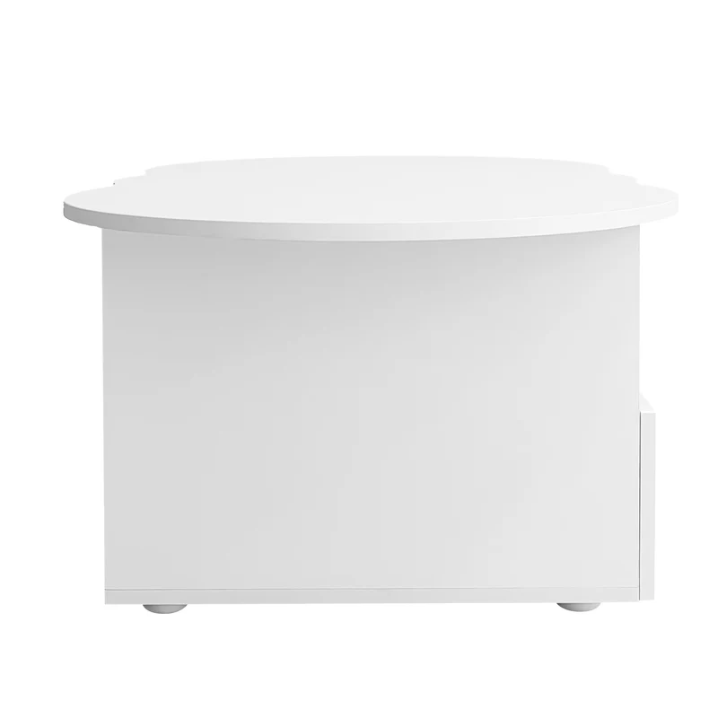 Table basse blanc forme nuage avec tiroir et niche 100x60x40,5 cm RIFTMYRKONOR