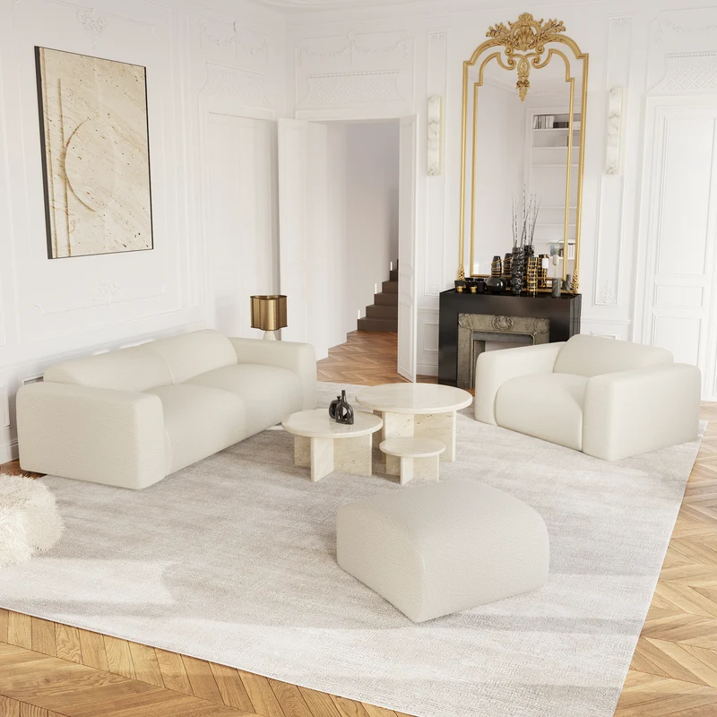 Pouf MYRA Tissu bouclette