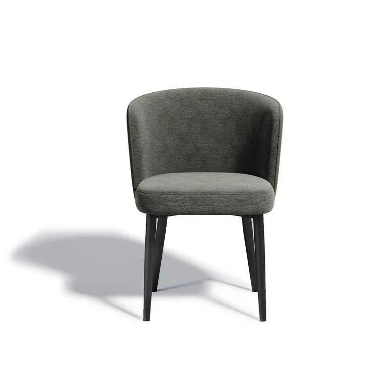 Set de 2 chaises NILS Tissu tramé toucher doux pieds noirs