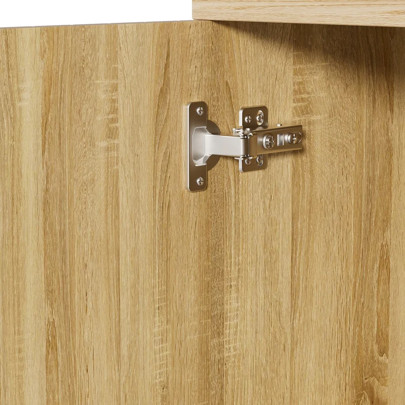 Buffet effet bois avec 4 portes cannelées 4 tiroirs 160x36x94cm RIFTKAELISYN