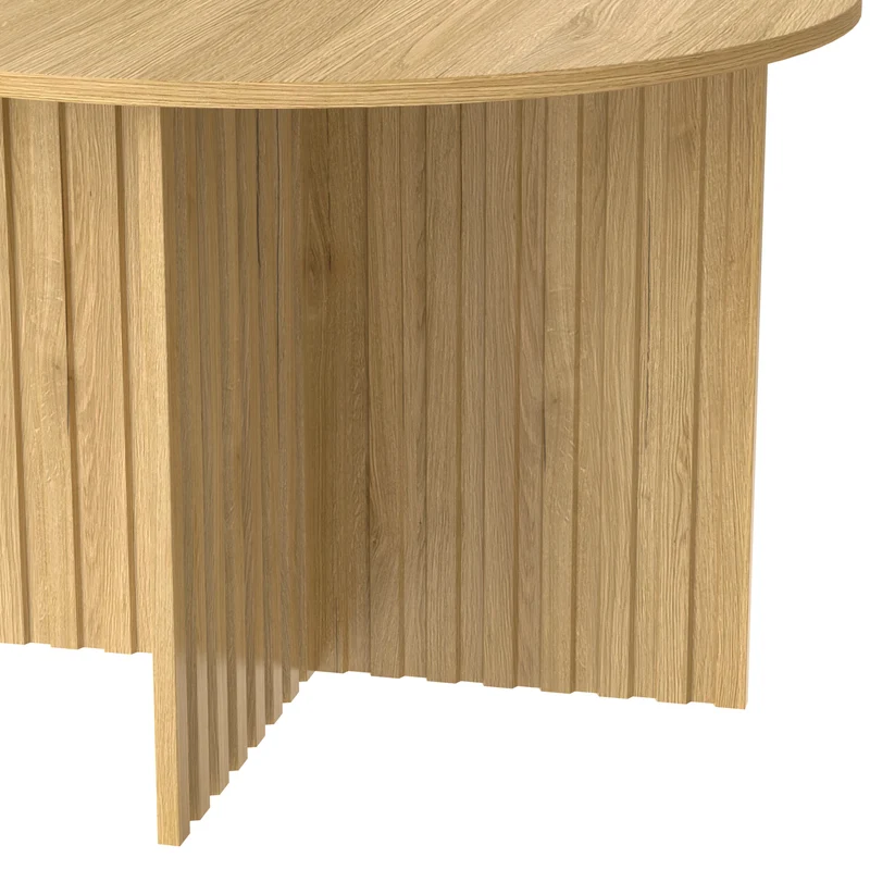 Ensemble de tables basses gigognes rondes effet bois piètement cannelé RIFTVYNRAKYN