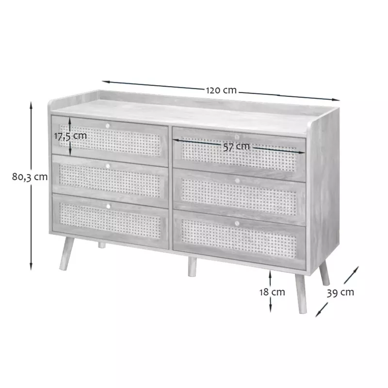 Commode 6 tiroirs Palma