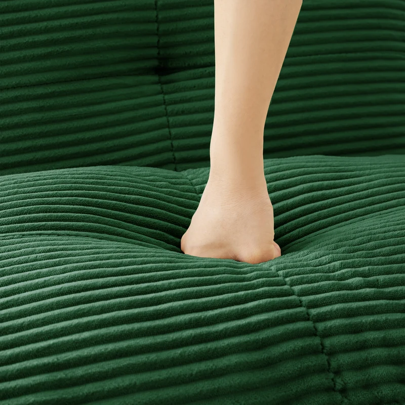 Canapé modulable 2 places en velours côtelé vert 204x104cm MINIMALISTCORNERSET
