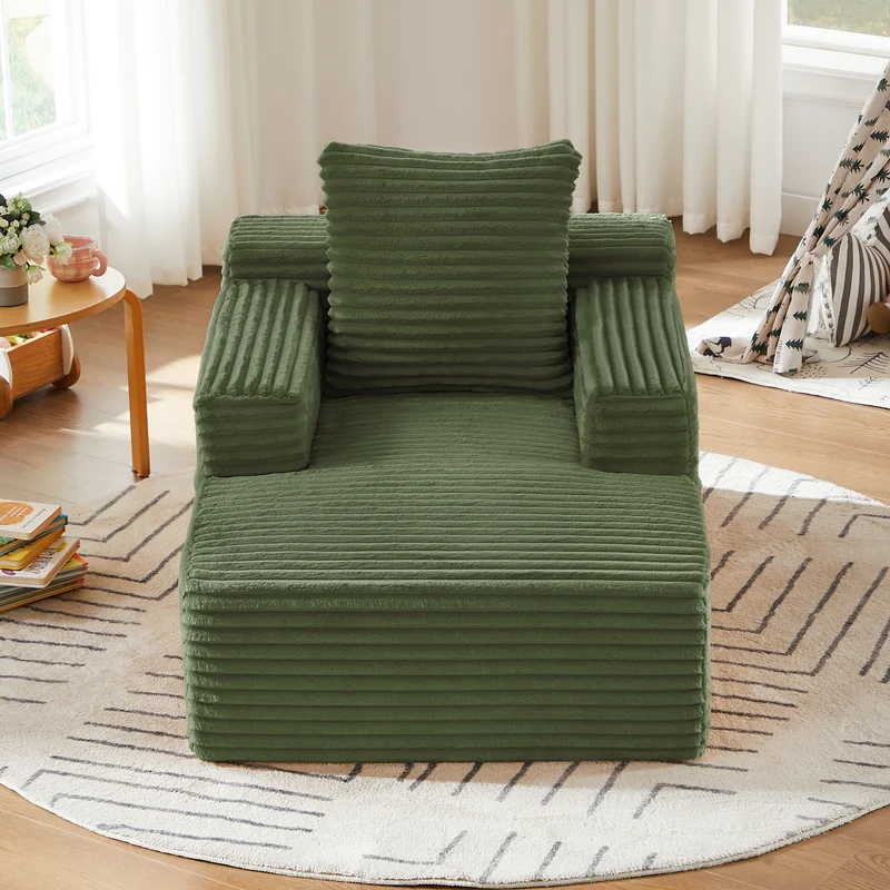Fauteuil lounge en velours côtelé vert, sans montage MINIMALISTCREDENZASE