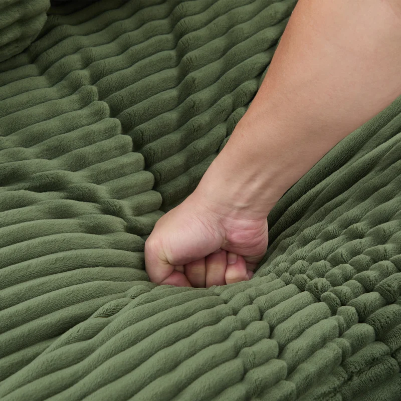 Fauteuil canapé convertible modulable en velours côtelé émeraude avec porte-gobelets intégrés MINIMALISTCUSHIONSET