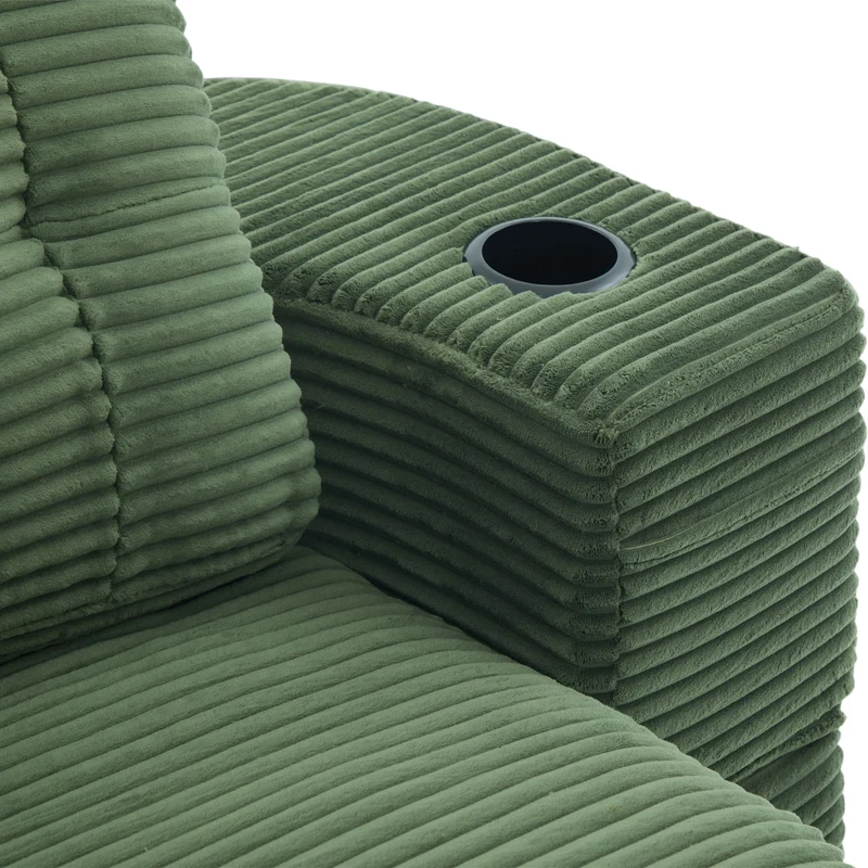 Fauteuil canapé convertible modulable en velours côtelé émeraude avec porte-gobelets intégrés MINIMALISTCUSHIONSET