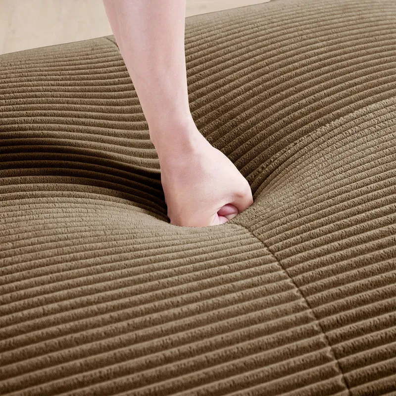 Fauteuil canapé 1 place sans accoudoirs en velours côtelé marron, sans montage MINIMALISTCONSOLEHOM