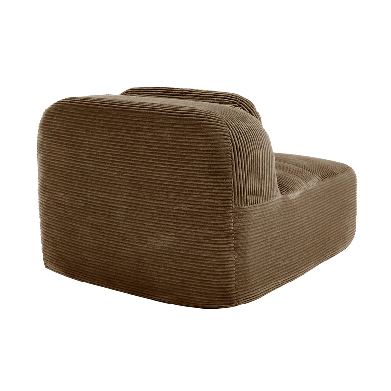 Fauteuil canapé 1 place sans accoudoirs en velours côtelé marron, sans montage MINIMALISTCONSOLEHOM