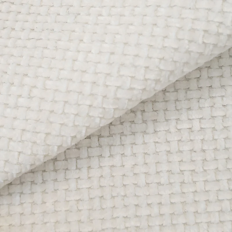 Canapé d’angle blanc 3 places de 266 cm en tissu à motif tissé, sans montage MINIMALISTCHAIRHOME