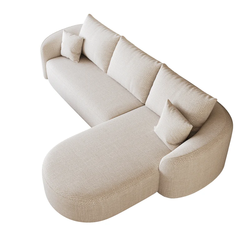 Canapé d’angle blanc 3 places de 266 cm en tissu à motif tissé, sans montage MINIMALISTCHAIRHOME