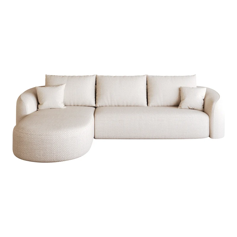 Canapé d’angle blanc 3 places de 266 cm en tissu à motif tissé, sans montage MINIMALISTCHAIRSET