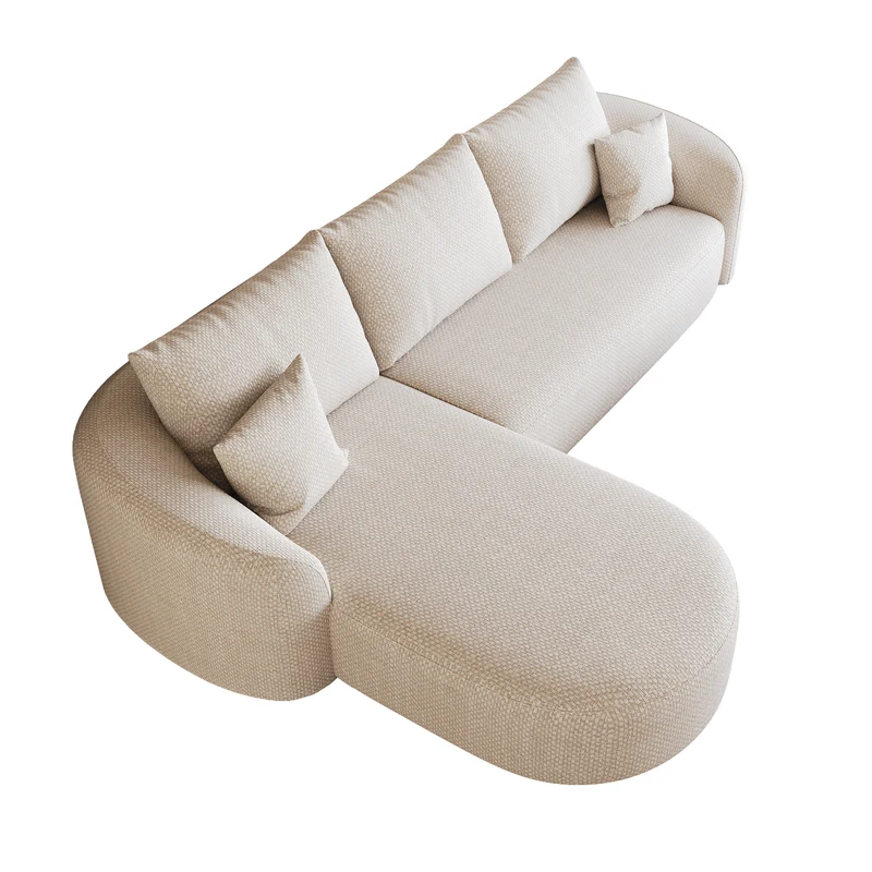 Canapé d’angle blanc 3 places de 266 cm en tissu à motif tissé, sans montage MINIMALISTCHAIRSET