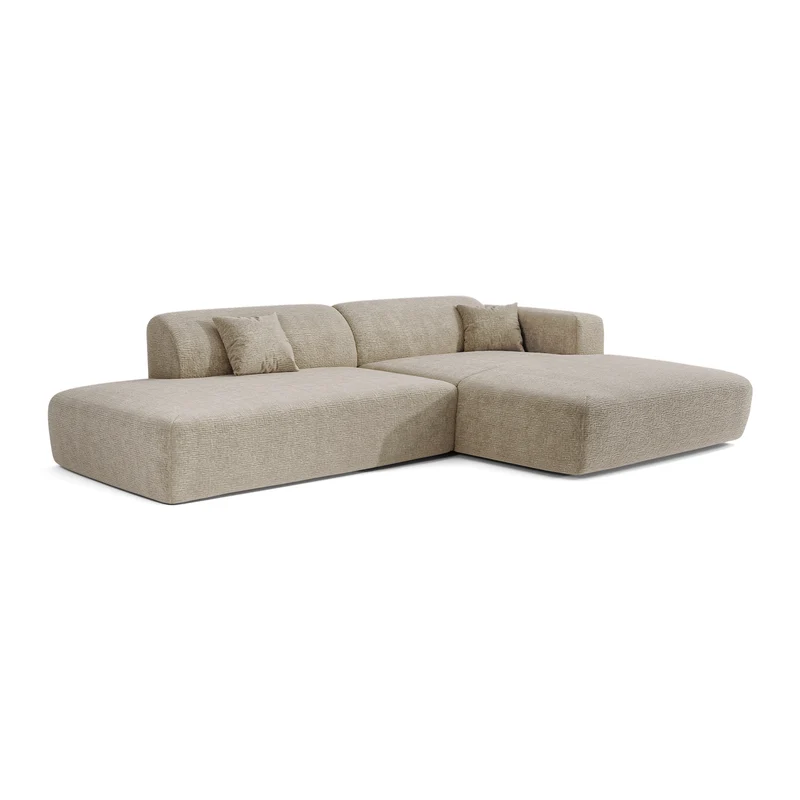 Canapé angle droit ouvert MYRA velours à motifs