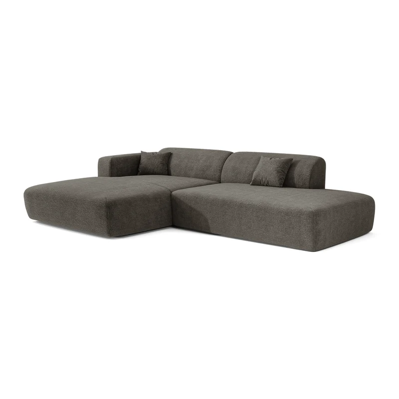 Canapé angle gauche ouvert MYRA velours à motifs