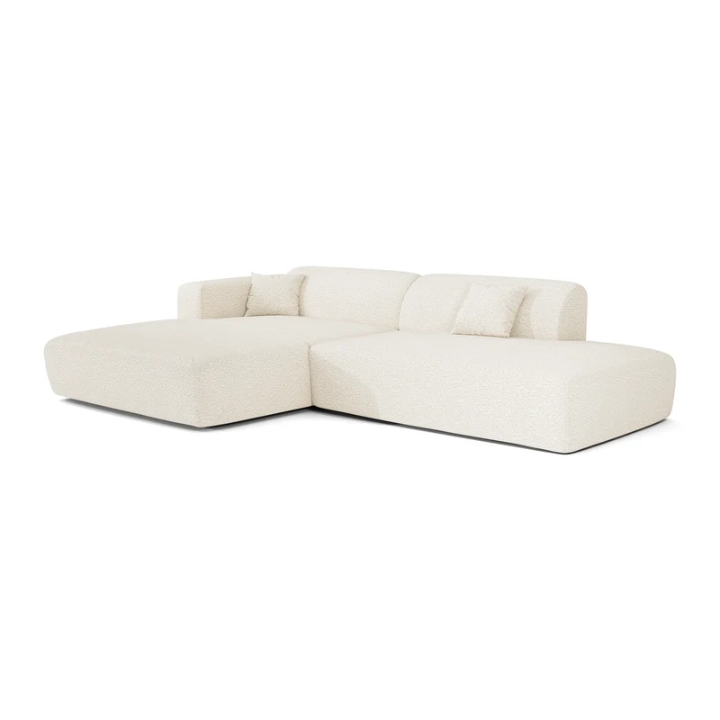 Canapé angle gauche ouvert MYRA tissu bouclette