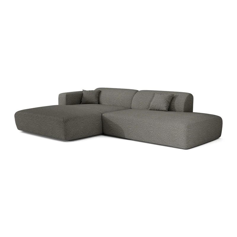 Canapé angle gauche ouvert MYRA tissu bouclette