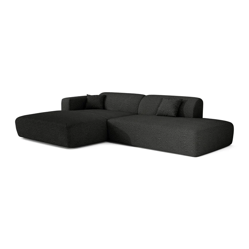 Canapé angle gauche ouvert MYRA tissu bouclette
