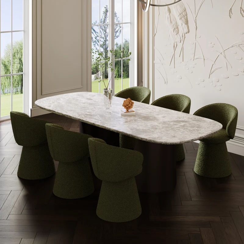 Fauteuil de salle à manger pivotant FLARE bouclette
