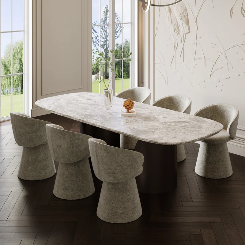 Fauteuil de salle à manger pivotant FLARE velours texturé