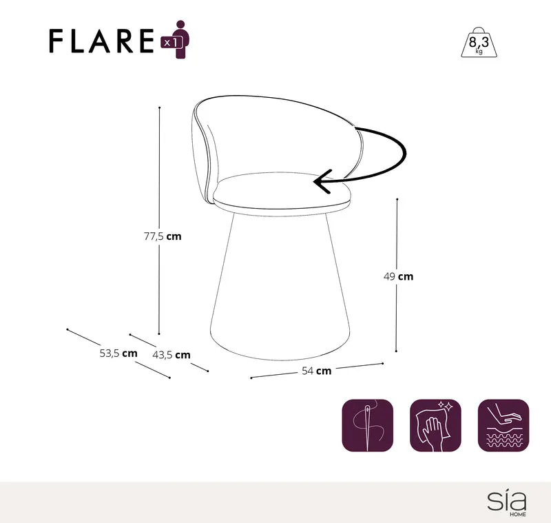 Fauteuil de salle à manger pivotant FLARE velours texturé