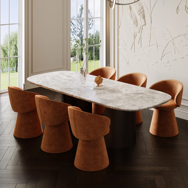 Fauteuil de salle à manger pivotant FLARE velours texturé