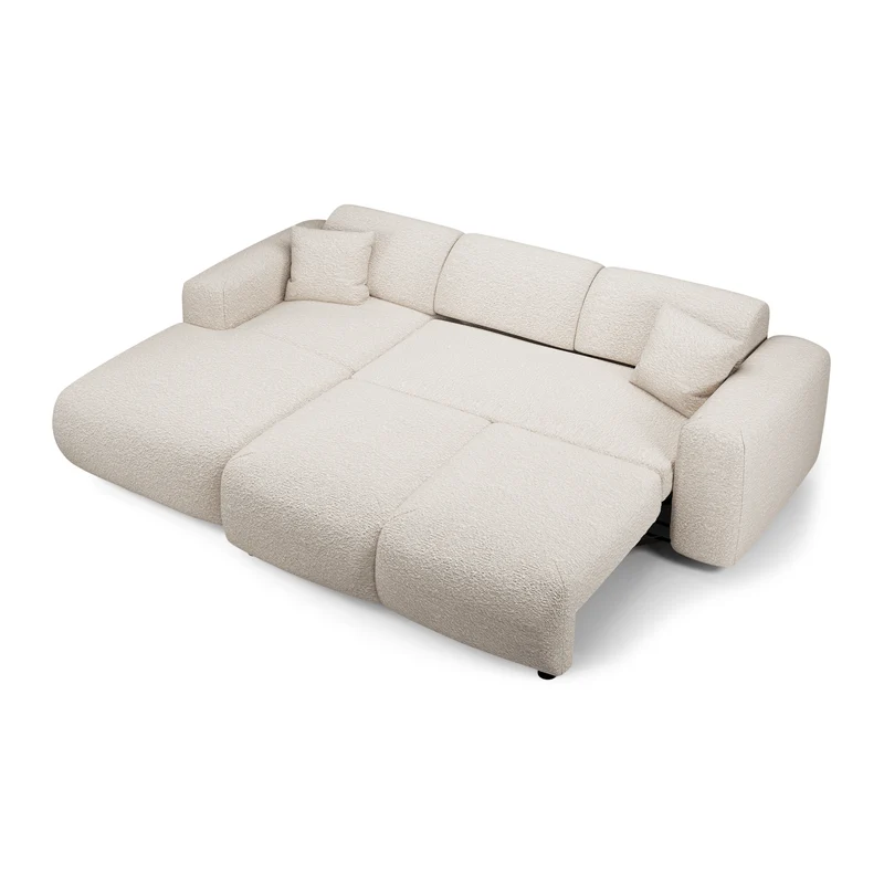 Canapé grand angle gauche convertible LIVA Tissu bouclette