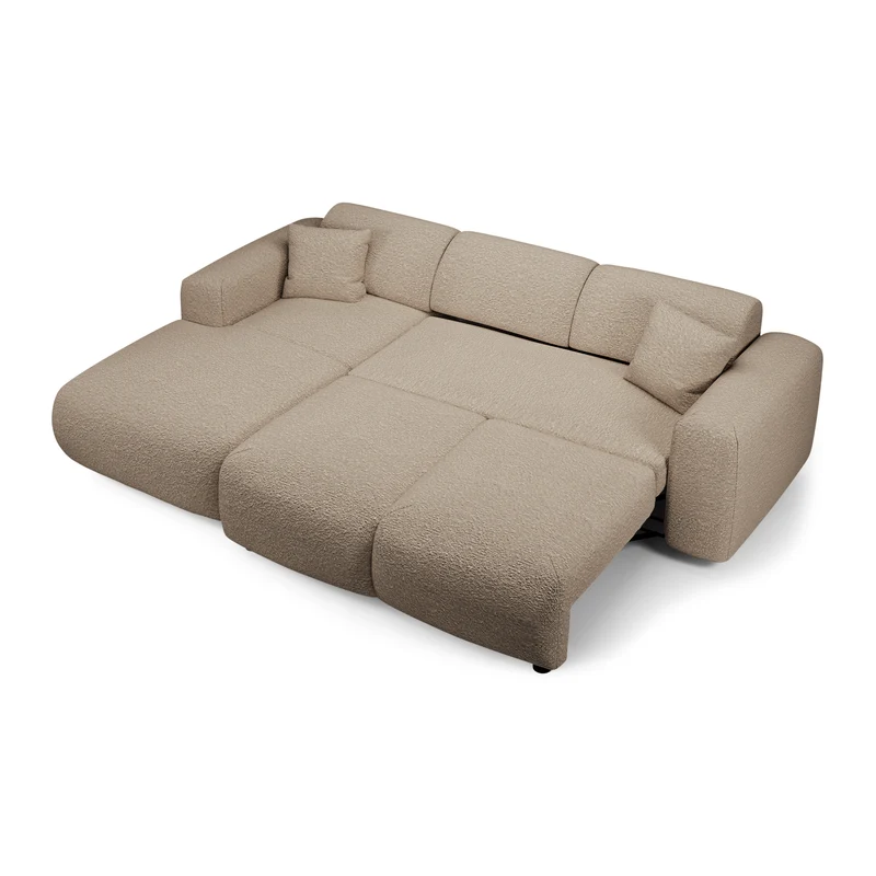 Canapé grand angle gauche convertible LIVA Tissu bouclette