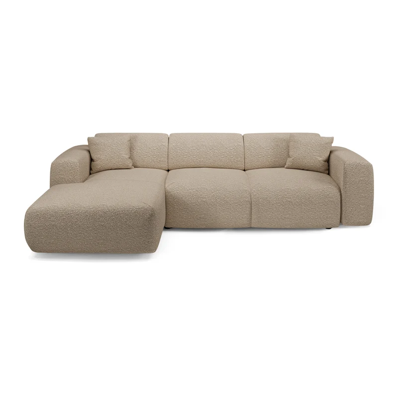 Canapé grand angle gauche convertible LIVA Tissu bouclette