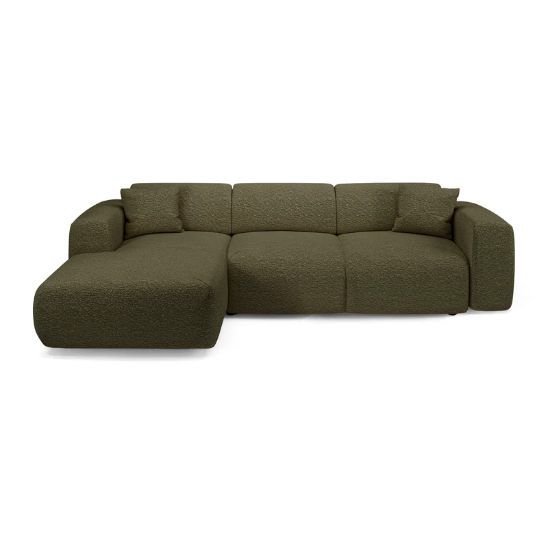 Canapé grand angle gauche convertible LIVA Tissu bouclette