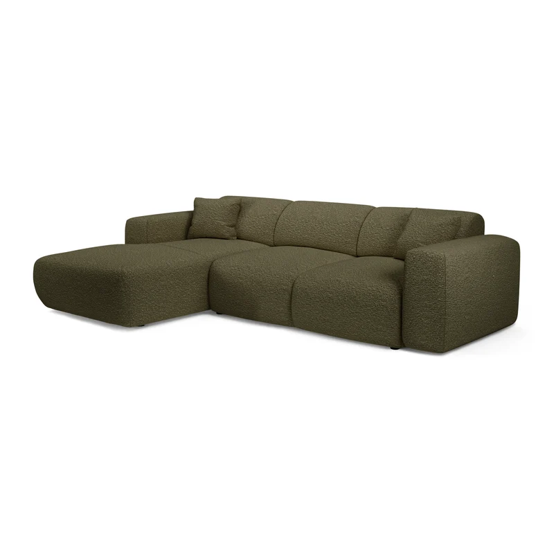 Canapé grand angle gauche convertible LIVA Tissu bouclette