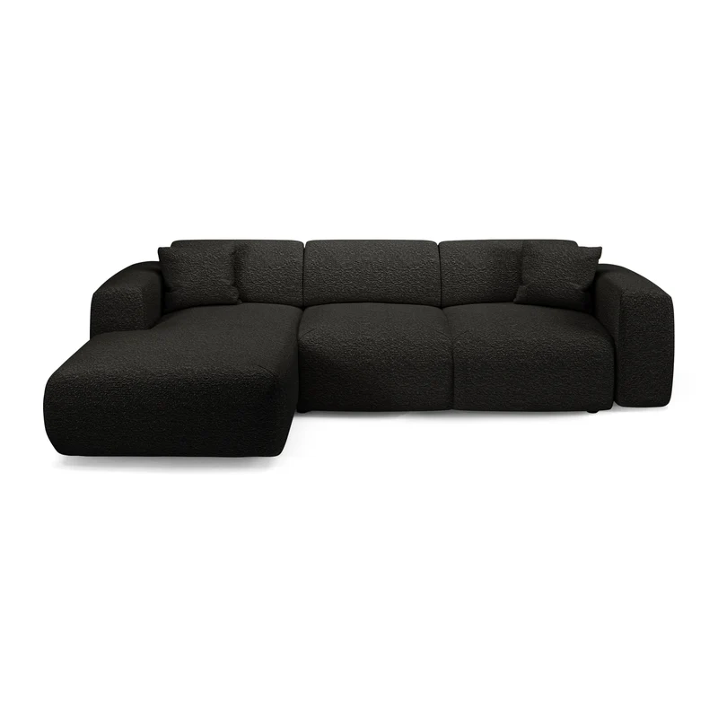 Canapé grand angle gauche convertible LIVA Tissu bouclette