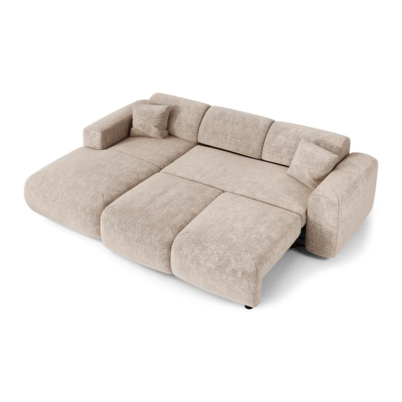 Canapé grand angle gauche convertible LIVA Velours gaufré