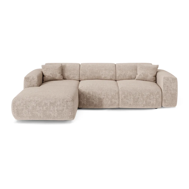 Canapé grand angle gauche convertible LIVA Velours gaufré