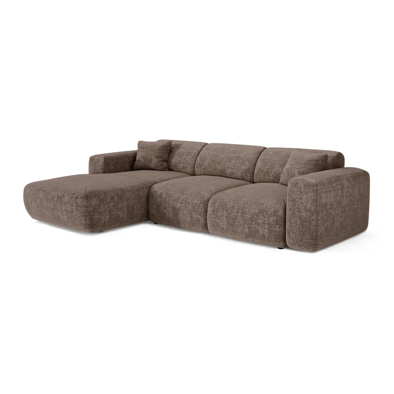 Canapé grand angle gauche convertible LIVA Velours gaufré