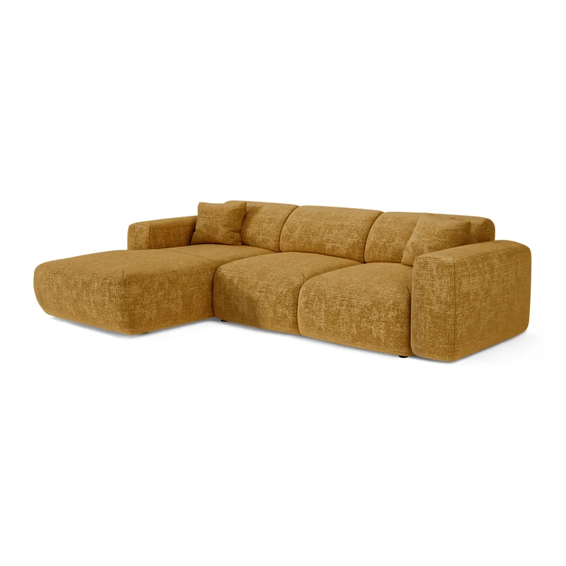 Canapé grand angle gauche convertible LIVA Velours gaufré