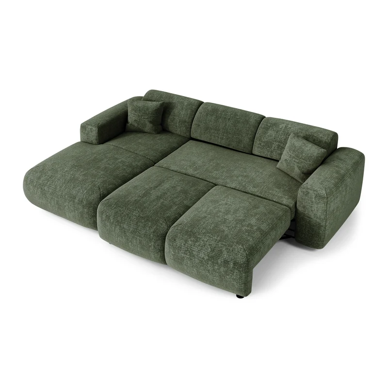 Canapé grand angle gauche convertible LIVA Velours gaufré