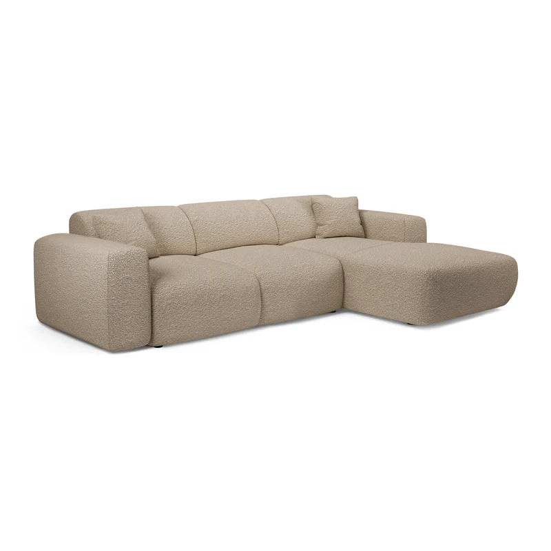 Canapé grand angle droit convertible LIVA Tissu bouclette