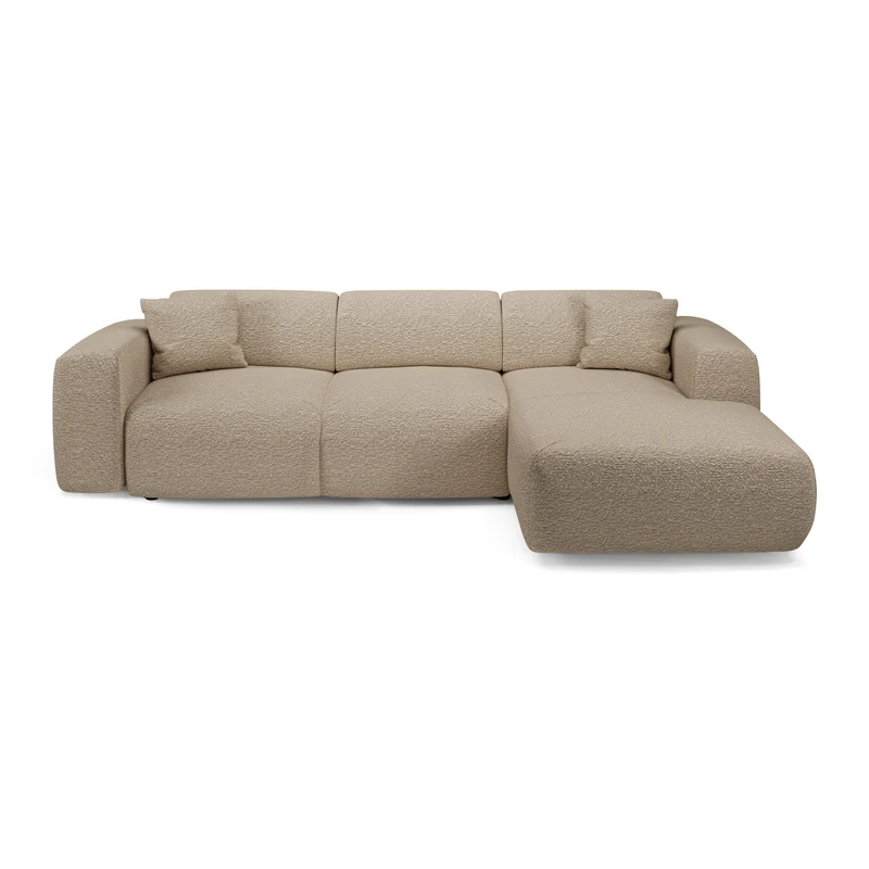 Canapé grand angle droit convertible LIVA Tissu bouclette
