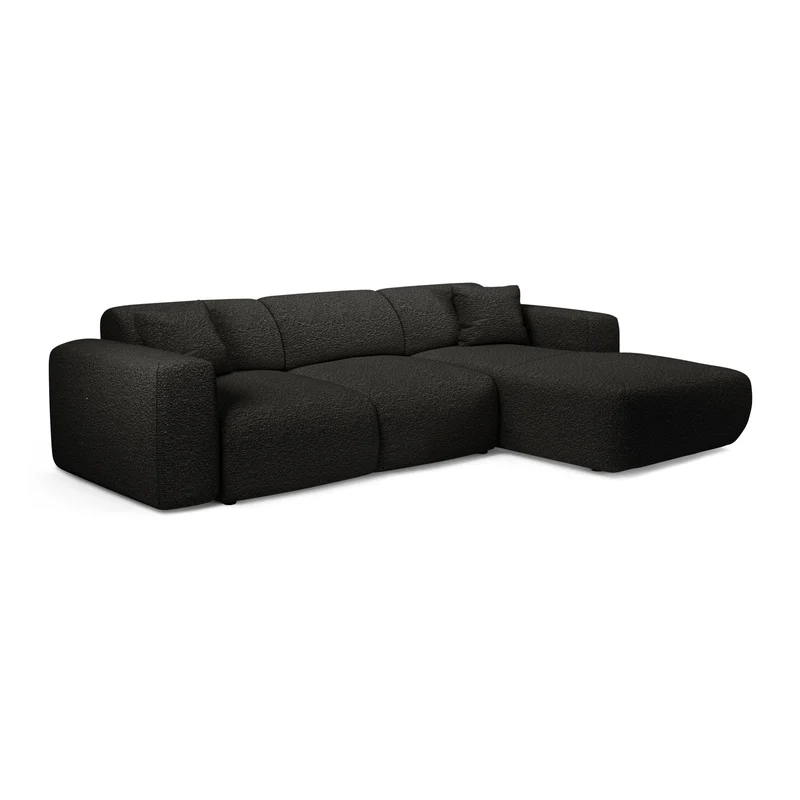 Canapé grand angle droit convertible LIVA Tissu bouclette